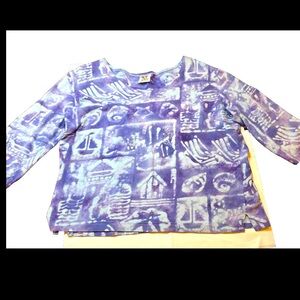 90s Purple Rum Reggae shirt Tie Dye Batik beach festival summer ART hippie Large